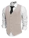 COOFANDY Weste Herren Trachtenweste Regular Fit Elegant Business Herrenweste Formale Klassische Männer Anzugweste Beige L
