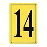 M METERXITY Aluminium-Nummernschild 35,6 cm, 30,6 cm Hausnummern und Metallbuchstaben, Parkplatz-Buchstabenschilder, Metallbuchstabe, Wanddekoration für Garten/Tür/Briefkasten [gelber Text auf