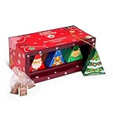 ETS - BIO Wintertee Box 'Oh Tannenbaum', Tee Geschenk und Weihnachtsdeko, Wichtelgeschenk, Geschenkanhänger, 6 Pyramidenbeutel