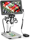 Dcorn 7'' LCD Digitales Mikroskop 1200X, 12MP 1080P Mikroskop für Erwachsene Lötmünzen, LCD Mikroskop mit Bildschirm Microscope mit 10 LED Fülllichter, Windows/Mac Kompatibel