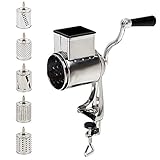 Manual Trommelreibe Gemüse Schneider Kartoffelreibe Gemüseheobel Nussmühle Edelstahl Drum Grater mit 5 Trommelblatt