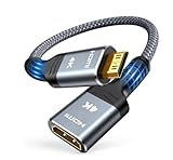 Mini-HDMI-auf-HDMI-Adapter, 4 K, 60 Hz, Mini-HDMI-Stecker auf HDMI-Buchse, Kabel mit HDR 3D, kompatibel mit Raspberry Pi, DSLR, Kamera, Projektor, PC, HDTV, Grafikkarte, Tablet und mehr, 0,2 m