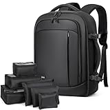 Lekespring Handgepäck Flugzeug für Herren Damen, 17 Zoll Laptop Rucksack Reiserucksack, 30L mit 6 Teilige Kleidertaschen für Urlaub Business Arbeit Reisen, Schwarz