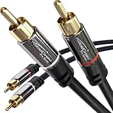 KabelDirekt – Cinch Kabel & Stereo Audio Kabel, 2×2 RCA-Stecker, vergoldete Metallstecker – 0,5 m kurz – analog & digital (RCA/Cinch-Kabel, Koax-Kabel, Audiokabel für Verstärker, HiFi & Blu-ray)