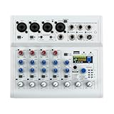 LENDISIY Professioneller Audio-Mixer, 7 Kanal Stereo Live Mischpulte, DJ-Mixer Soundboard-Konsolensystem mit USB Bluetooth, 48V Phantomspeisung für Aufnahmen, Live-Streaming, Podcasting