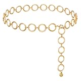 JasGood Taillenkette aus Metall für Damen Silber Einstellbar Body Link Gürtel Mode Taillen Gürtel für Jeanskleider, 130cm(Passt Taille unter 115cm)