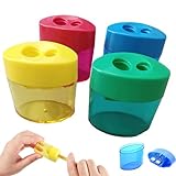 anspitzer mit behälter klein für etui,Small Pencil Sharpener with Container,spitzer mit dose klein,Pack of 4, dosenspitzer für dicke und dünne stifte,for School Office-4pcs-B