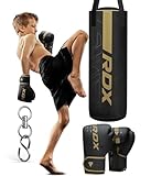 RDX 12 KG Gefüllt Boxsack Kinder und Drehwirbel, 60 cm Hängend Box Set Für Boxen Kickboxen MMA Muay Thai Karate, Punchingsäcke für Jungen Mädchen, Maya Hide Leder Kids Punching Bag