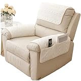 QSZTJJ Sofa Armlehnenbezüge, Sesselschoner Mit Armlehne Sessel üBerzug rutschfest Mit Aufbewahrungstasche Sesselauflage FüR Zuhause Mit Kindern Und Haustieren (White,2 Seater(4PCS))