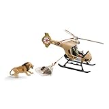 schleich WILD LIFE 42476 Helikopter Tierrettung Tiere Spielset mit Löwen- und Nilpferdfigur - Robustes, Pädagogisches 8-Teiliges Tiere Figuren Set für Fantasievolles Spiel ab 3
