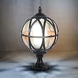 DUBOXX Creative Globe Außensäulenleuchte, wasserdicht, IP65, Säulenlampe, klassische Gartenlaterne, Gartenzaunpfostenleuchten, E27 für Außenbereiche, Garten, Terrasse, Wege (Farbe: Schwarz, Größe: 37