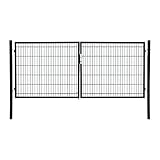 Doppelflügeltor Flügeltor Einfahrtstor Gartentpforte Doppeltor Hoftor Gartentor, Farbe:Grün, Gartenpforte Breite:3x1.2m