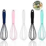 Silikon-Schneebesen-Set, 5er-Pack Bunte Silikon-Schneebesen, Küchen-Mini-Schneebesen, Milch- und Schneebesen-Mixer, Kochen, Backen, Schlagen, Aufschäumen, Rühren und Mixen
