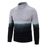 Herren Strickpullover | Rollkragenpullover mit langen Ärmeln | Farbverlauf Strickpullover | grobe Arbeitspullover | Herbst und Winter warmer Golfpullover | lässiger modischer Smart Pullover, Schwarz ,