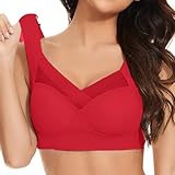 Damen Große Größen BH Vollschalen Ungepolster U-Rücken Weich Glatt Bustier Bügellose BHs Push Up BH Mit Breiten Trägern Floraler Spitze BH Soft Cup Bra Top