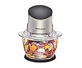 Rommelsbacher MZ Multi Zerkleinerer 400-kraftvoller Motor, Glasbehälter, schwarz/Chrom gebürstet, 400 Watt, 4-flügeliges Spezialmesser aus Edelstahl, 1 Liter