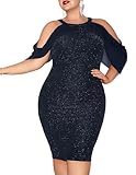 Hanna Nikole Sexy Kleider Glitzer Kleid Damen Abendkleider GroßE GrößEn Cocktailkleid Mit Kalten Schultern Festliche Kleider Elegant HochzeitsgäSte Kleider Party Kleidung Enge Midikleid
