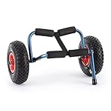 Duramaxx Sea Mule, Kajakwagen, Kanuwagen, Bootswagen, Trolley, Schaumstoffauflagen, Abnehmbaren Gummi-Luftreifen, klappbare Stütze, Aluminium eloxiert, Faltbar, 60kg Max., Blau