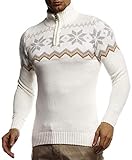 Leif Nelson Herren Strickpullover Pullover Norwegerpullover Winterpullover Norweger Muster Grobstrickpullover Männer Pulli für Weihnachten Winter SIM Fit LN20758 XL Ecru