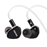 LINSOUL Kefine Klean In-Ear-Monitor,10mm DLC Membran Dynamiktreiber HiFi Kopfhörer,Kabelgebundene Gaming-Ohrhörer,Abnehmbares versilbertes Kabel für Audiophile (Ohne Mikrofon 3,5 mm, Schwarz)
