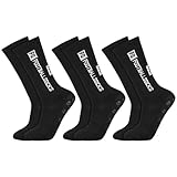 Apricitie 3 Paare Fußballsocken Herren Schwarz Fußball Socken Anti Rutsch Grip Sportsocken Atmungsaktiv Fussball Socken für Fussball Basketball Laufen