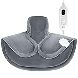 ALLJOY Heizkissen für Nacken und Schultern, Weihnachtsgeschenke für Frauen und Männer, 48×58cm gewichtetes Heizkissen mit automatischer Abschaltung nach 90 Minuten, 4 Heizstufen, NackenHeizkissen