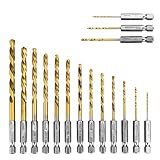 Moyata 16 Stück HSS Spiralbohrer Set, 1/4'Sechskantschaft Titan Bohrerset, 1,5-6,5mm Metallbohrer Set, Schnellwechsel Bohrer für Metall Holz und Kunststoff