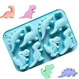 WGCHAIE Dinosaurier Silikonform, Dino Kuchenform, Dinosaurier Pralinenform, für Süßigkeiten, Pudding, Eiswürfel, Kleine Seife, Muffins (Blau)