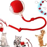 Pipihome Interaktives Katzenspielzeug Elektrisch, Chewie Viral Rollball mit Schwanz für Katzen, Intelligentes Katzenspielzeug 360° Automatisch Power Spielball für Katzen Hunde