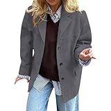 LOPILY Wildlederjacke Y2k Oberbekleidung Kunstlederjacke Damen Herbstmode 2024 Trendy Old Oversized Schwarzer Damen Mantel (Dark Gray, XXXL)