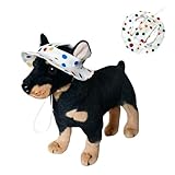 Runde Hüte für kleine Hunde, Katzen- und Hunde, Fischerhut mit Ohrloch, verstellbarer Haustier-Sonnenschutz, Reise-/Sporthut für Katzen, kleine, mittelgroße Hunde, Größe L, bunt gepunktet