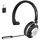 Wantek Kabelloses Headset, Bluetooth Headset mit Mikrofon Rauschunterdrückung & USB-Dongle, Kabelloses Headset mit Mikrofon für PC/Büro/Zoom/Skype/Laptop
