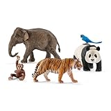 SCHLEICH WILD Life | Dschungel Tiere Set 77588 mit Elefant, Panda, Tiger, Papagei und Baby AFFE | tolles Zoo Spielzeug | Spielfiguren für Kinder ab 3 Jahren | Set aus 5 Teilen | exklusiv bei Amazon