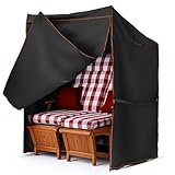 GARPROVM Strandkorb Schutzhülle Winterfest, Strandkorbhülle Wasserdicht 120x90x160/140cm Strandkorb Abdeckung Outdoor, 420D Oxford Gewebe Wetterfest Winddicht Staubdicht Abdeckhaube für Strandkorb