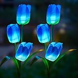 EONANT Solar Outdoor Garten Lichter, 2 Pack Tulpen Garten Stake Lichter, Pathway Rasen Innenhof Landschaft Dekor (Blau)