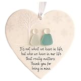 Herzförmiges Seeglas-Hängeornament als Dekoration für Küstenstrand Garten Einzelstück (White, 8x7cm)