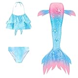 3 Stück Mädchen Bikini Sets Marmaid Schwanz Mädchen Schwimmen Rock Sommer Strand Bademode Badebekleidung Schwimmanzug A1