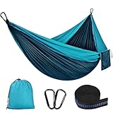 Hängematte Outdoor Camping Hängematten 300kg Tragkraft (300 x 200 cm) Einzel oder Doppel Ultraleicht Tragbar Reise Hängematte Garten Strand Doppelhängematte Fallschirm Nylon Atmungsaktiv Hammock