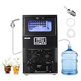 VEVOR kommerzielle Eismaschine Eiswürfelmaschine 41 kg/Tag mit 5 kg Speicher, freistehender und Desktop Eiswürfelbereiter aus Edelstahl mit LED-Anzeige & Selbstreinigung für Hausbar und Restaurant