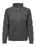 JdY Damen Jdyandrea L/S Zip Cable KNT Strickpullover, Dark Grey Melange, M EU
