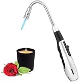 SHUNING Candle Torch Feuerzeug 360 ° flexibler Hals Jet Flame Gasfeuerzeug Nachfüllbares Butan BBQ Feuerzeug für Küche Camping Feuer Start (Silver)