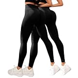 2 Stück Sport Leggings Damen，Anti Cellulite Kompressionsleggings High Waist Push Up Yoga Hose mit Bauchkontrolle Blickdicht Figurformende Booty Lifting Fitness Sporthose Stretch Bequem Lipödem
