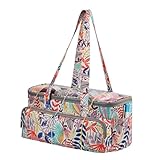 Veemoon Strickgarn Aufbewahrungstasche Orange Leaf Handtasche Leicht Tragbar Robust Für Stricknadeln Häkelnadeln Zubehör Organizer Multifunktional Für Handarbeiten