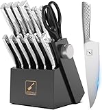 imarku Messerblock mit Messer Set, 14-TLG hochwertige Küchenmesser, Scharfes Japanisches Messerset mit Holzblock, Profi Küchenmesserset, Knife Set, Schwarz—Vatertagsgeschenk
