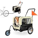 Mobiclinic®, Hundeanhänger für Fahrrad + Hundewagen, 2 in 1, Bis 40 kg, wasserdichte Abdeckung, 123x67x100 cm, Reflektoren & Fahne, 600D Oxford, Für Kleine und Mittelgroße Hunde