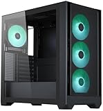 Silentware Flow 110 Black A-RGB Midi Tower PC-Gehäuse, Meshfront mit seitlichem Lufteinlass, Glas-Seitenfenster, 4X 120mm A-RGB HDB Lüfter, PWM & 3-Pin Steuerung, GPU bis 380mm, ATX/mATX/ITX