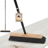 Hausfelder Besen mit Stiel 40 cm breit | Zimmerbesen Indoor Saalbesen für Fliesen Laminat Parkett | Stubenbesen Kehrbesen mit Metallstiel | Haushaltsbesen groß