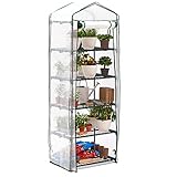 Bramble - Premium Garten Foliengewächshaus für Balkon & Terrasse mit 5 Regalen, Stahlrahmen & Verstärkter PVC-Abdeckung - Stabil & Einfach zu Montieren - 193x69x49cm Weiß