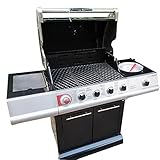 5 Brenner Propangasgrill 60000 BTU BBQ Emaillierte Grills mit LED-Licht und Seitenofen 403 Edelstahl Gasgrill Wagon für den Außenbereich