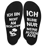 Papa Geschenk Geburtstag Socken mit Spruch Ich Bin Nicht Am Schlafen Ich Ruhe Nur Meine Augen Aus,Lustige für Opa Männer Weihnachts Erntedankfest Vatertag (Baumwolle, Schwarz)